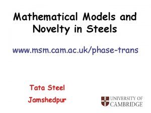 Mathematical Models and Novelty in Steels www msm