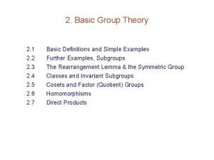 Subgroups in group theory