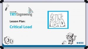 Lesson Plan Critical Load RealWorld Application What do