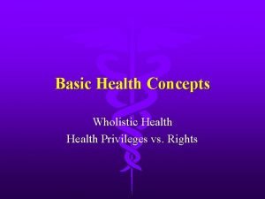 Basic Health Concepts Wholistic Health Privileges vs Rights