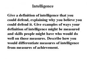 Definition of intelligence