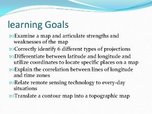 learning Goals Examine a map and articulate strengths