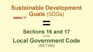 Sustainable Development Goals SDGs ANNEX I Sections 16