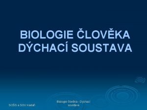 BIOLOGIE LOVKA DCHAC SOUSTAVA SOS a SOU Kada