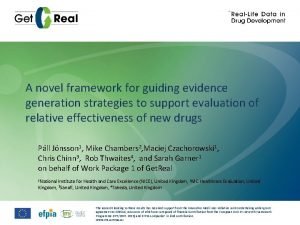 Evidence generation strategies
