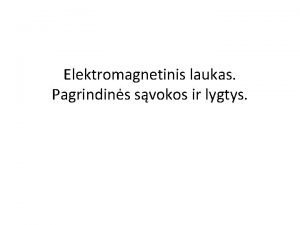 Elektromagnetinis laukas Pagrindins svokos ir lygtys Elektrodinamika tai