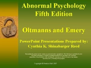 Abnormal Psychology Fifth Edition Oltmanns and Emery Power