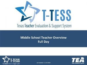 Middle School Teacher Overview Full Day Last Updated