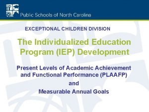 Present levels of performance iep examples