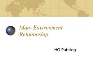 Man Environment Relationship HO Puising Contents Modification of
