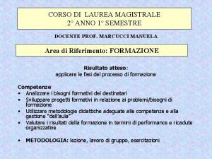 CORSO DI LAUREA MAGISTRALE 2 ANNO 1 SEMESTRE