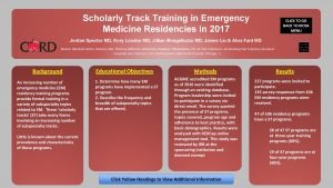 Scholarly Track Training in Emergency Medicine Residencies in