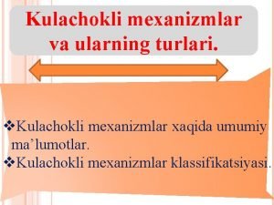 Mexanizmlarning tuzilishi