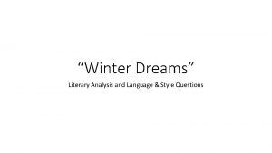 Winter dreams literary analysis