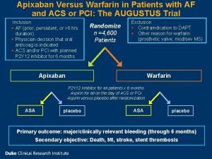 Apixaban Versus Warfarin in Patients with AF and