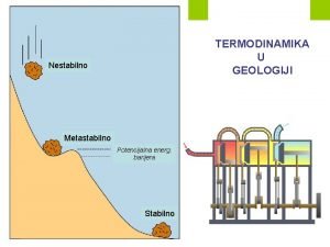 TERMODINAMIKA U GEOLOGIJI Nestabilno Metastabilno Potencijalna energ barijera