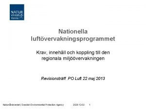 Nationella luftvervakningsprogrammet Krav innehll och koppling till den