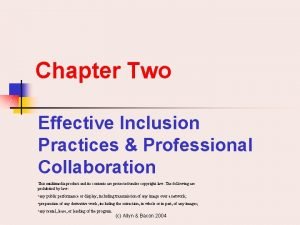 Chapter Two Effective Inclusion Practices Professional Collaboration This