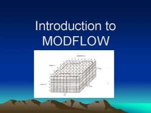 Introduction to MODFLOW Versions of MODFLOW88 MODFLOW96 MODFLOW2000