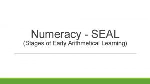 Stages of early arithmetical learning Stages of early arithmetical learning
