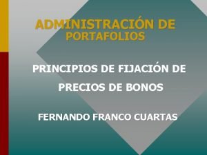 ADMINISTRACIN DE PORTAFOLIOS PRINCIPIOS DE FIJACIN DE PRECIOS