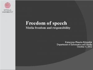 Freedom and responsibility speech Freedom and responsibility speech