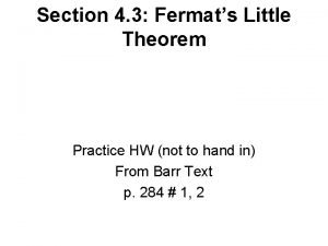 Fermat's little theorem large exponents