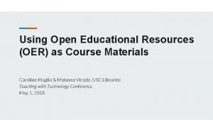 Using Open Educational Resources OER as Course Materials