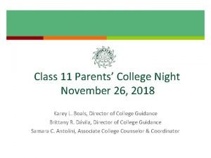 Class 11 Parents College Night November 26 2018