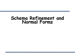 What is schema refinement What is schema refinement