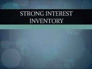 Strong interest inventory history