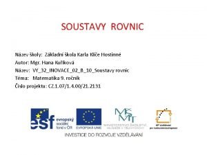 Soustava rovnic