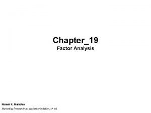 Factor analysis in marketing research