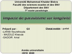 Universit Mohammed Khaider Biskra Facult des sciences exactes