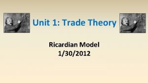 Unit 1 Trade Theory Ricardian Model 1302012 Definitions
