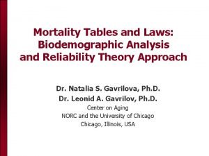 Mortality Tables and Laws Biodemographic Analysis and Reliability