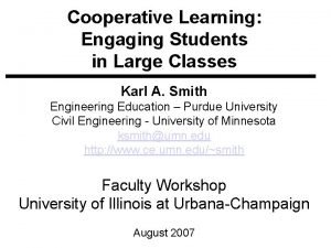 Cooperative Learning Engaging Students in Large Classes Karl
