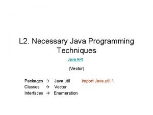 L 2 Necessary Java Programming Techniques Java API