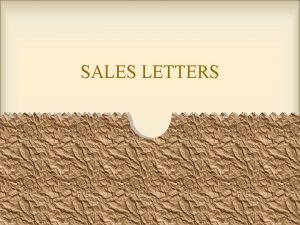 Sales letter