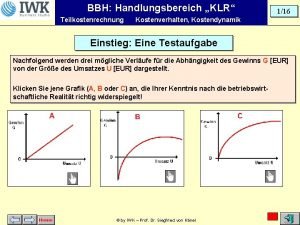 BBH Handlungsbereich KLR Teilkostenrechnung 116 Kostenverhalten Kostendynamik Einstieg