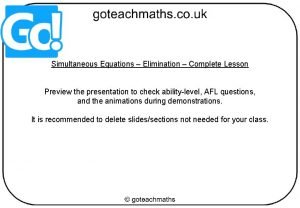 Simultaneous equation by elimination method