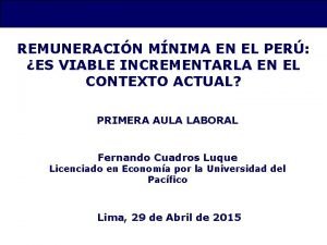 REMUNERACIN MNIMA EN EL PER ES VIABLE INCREMENTARLA