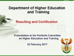 Department of Higher Education and Training Resulting and