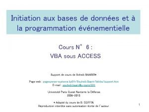 Initiation aux bases de donnes et la programmation