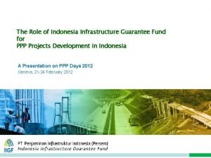Indonesia infrastructure guarantee fund
