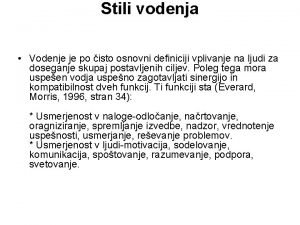 Stili vodenja