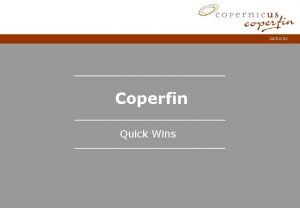 200202 Coperfin Quick Wins Inhoud 200202 Methodologie van