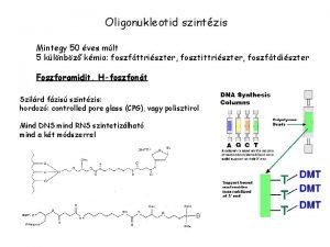 Oligonukleotid szintzis Mintegy 50 ves mlt 5 klnbz