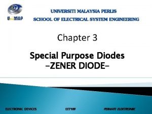 Chapter 3 Special Purpose Diodes ZENER DIODE ELECTRONIC