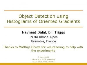 Object Detection using Histograms of Oriented Gradients Navneet